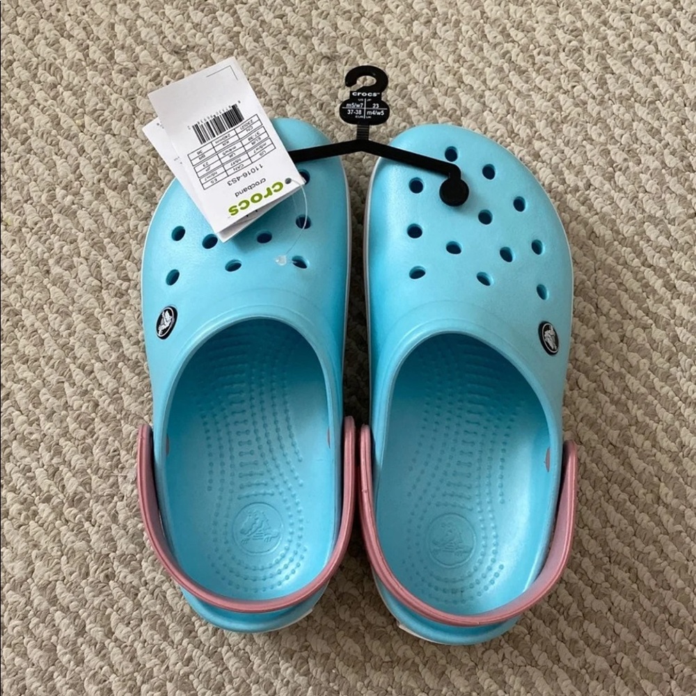 NWT Blue and Pink Crocs